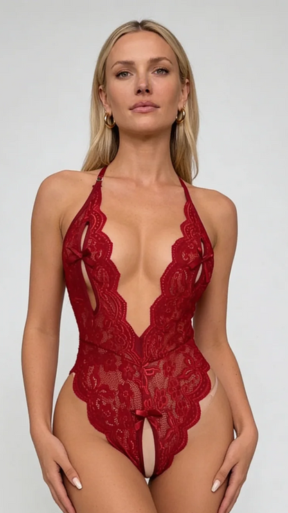 Lila body brodé ajusté avec fermeture à pressions