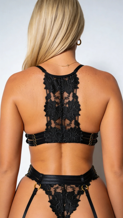 Joyce ensemble 4 pièces en dentelle avec porte-jarretelles