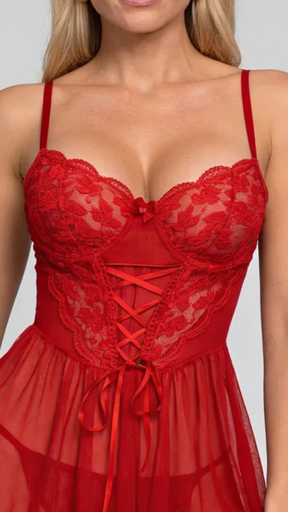 Nova chemise de nuit brodée à dos nu