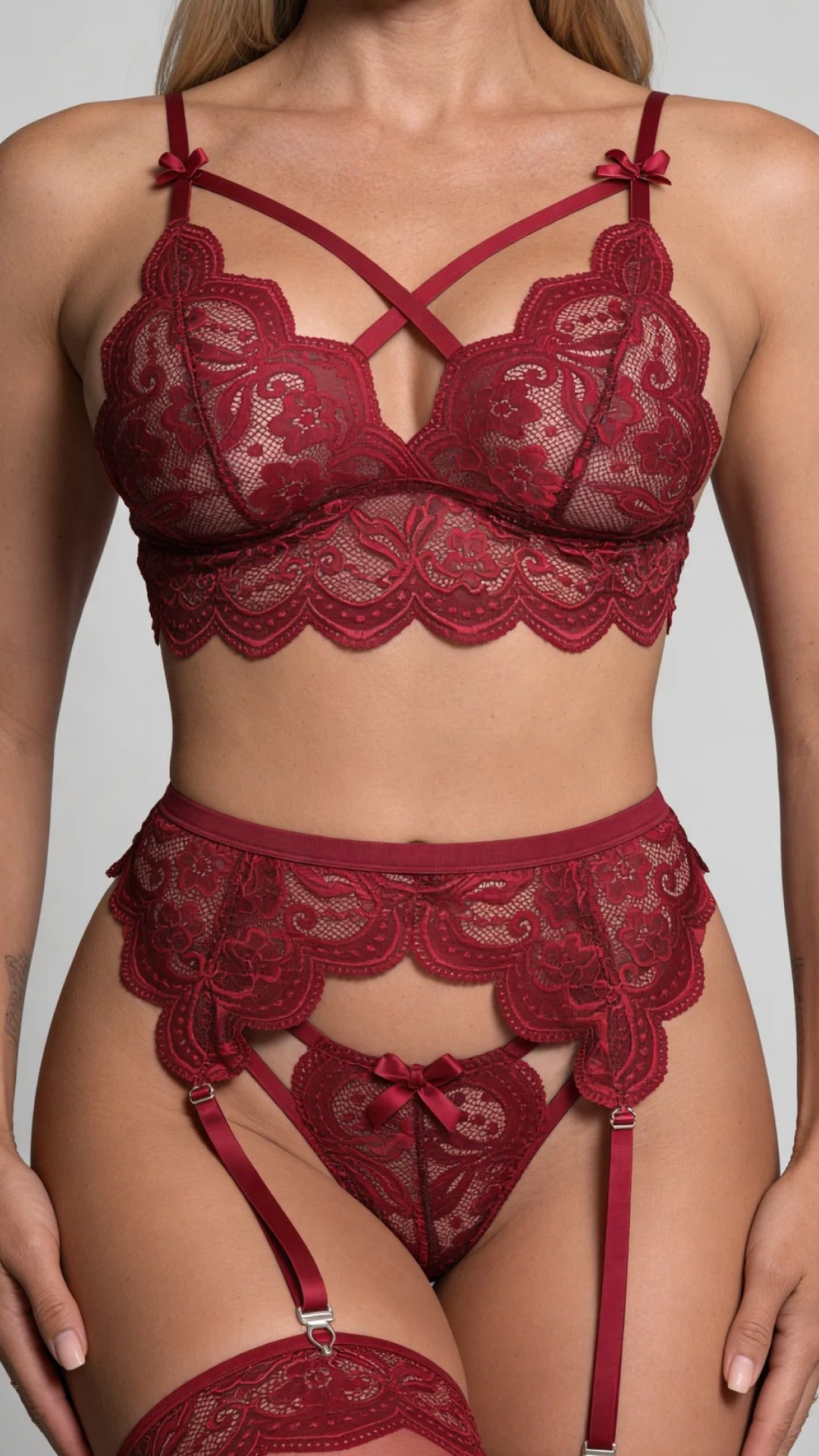 Mariana ensemble 2 pièces en dentelle brodée