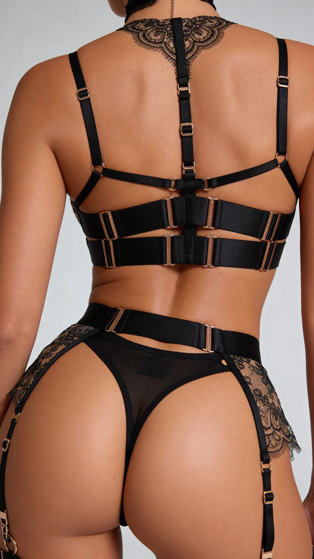 Valeria ensemble 4 pièces en dentelle noire