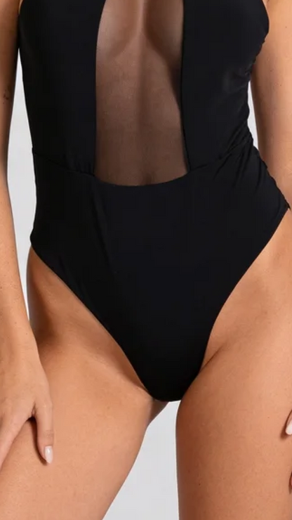 Celeste body en résille noire à bonnets préformés
