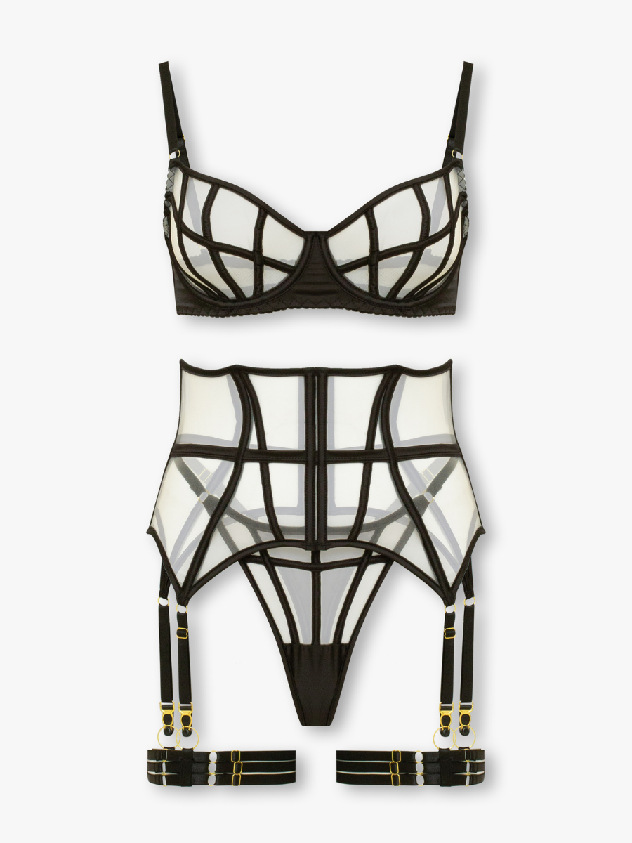 Scarlet ensemble 4 pièces corset avec gants longs
