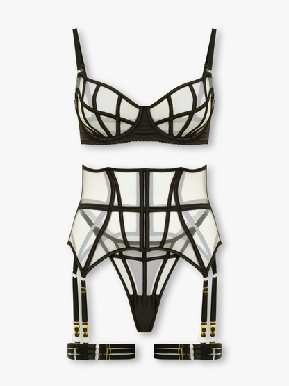 Scarlet ensemble 4 pièces corset avec gants longs