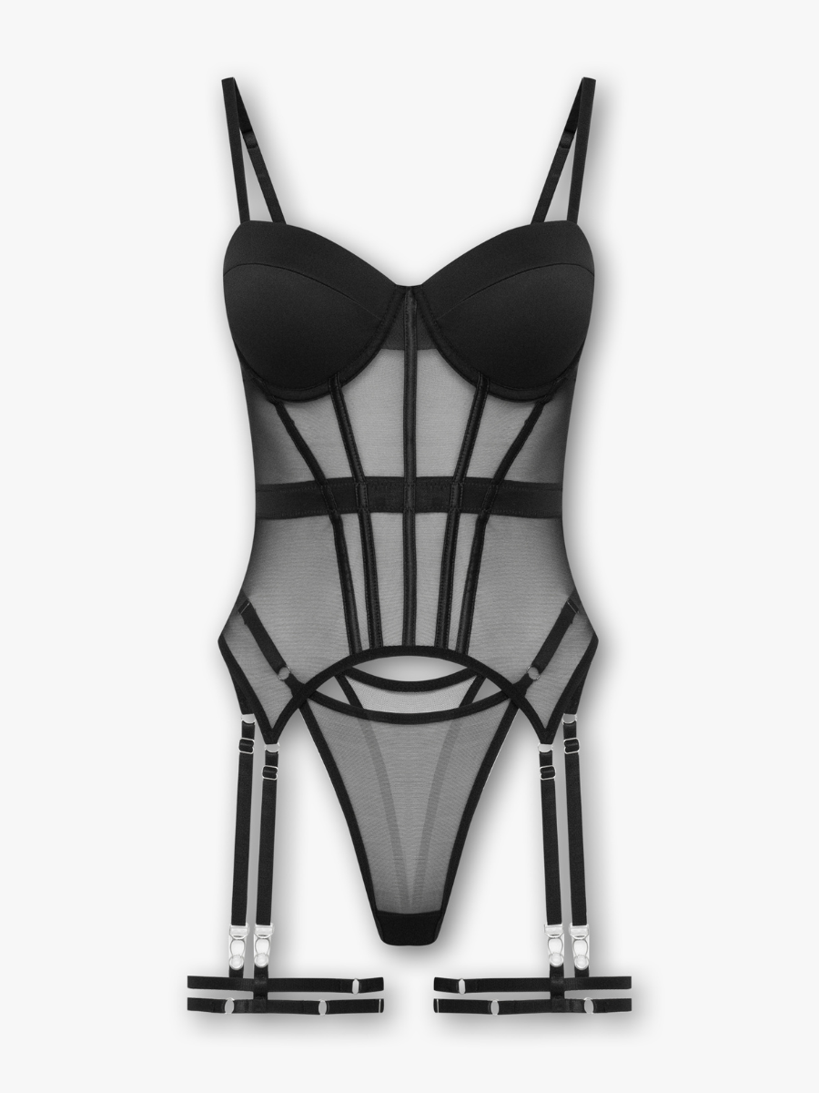 Yara ensemble 2 pièces corset en résille